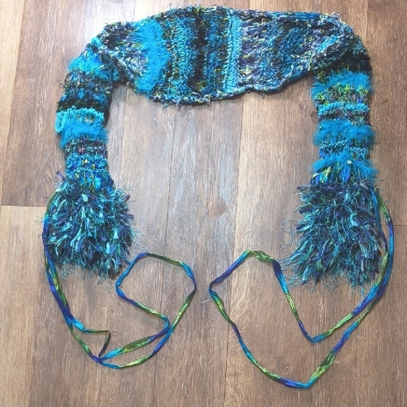 Blue and Green Hand Knitted Sleeves - Picture 2 of 6